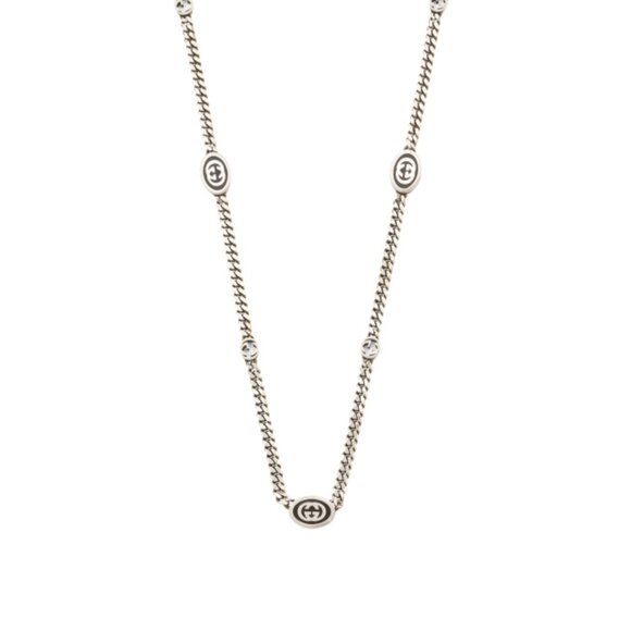 GUCCI Silver Made In Italy Sterling Silver Interlocking Logo Necklace - Picture 1 of 2